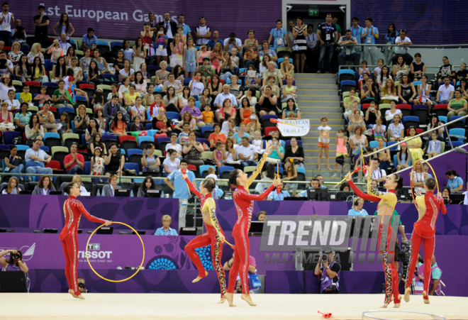 İlk Avropa Oyunları çərçivəsində gimnastika üzrə yarışların növbəti mərhələsi davam edir. Bakı, Azərbaycan, 17 iyun 2015